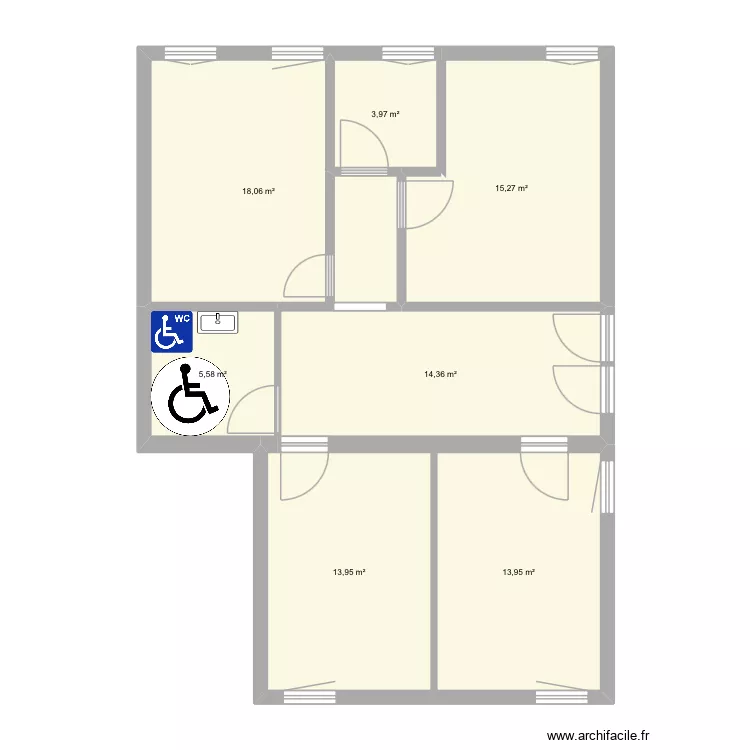 Champlan Immeuble 4 cabinets salle 4m2. Plan de 7 Pièces et 85 m²