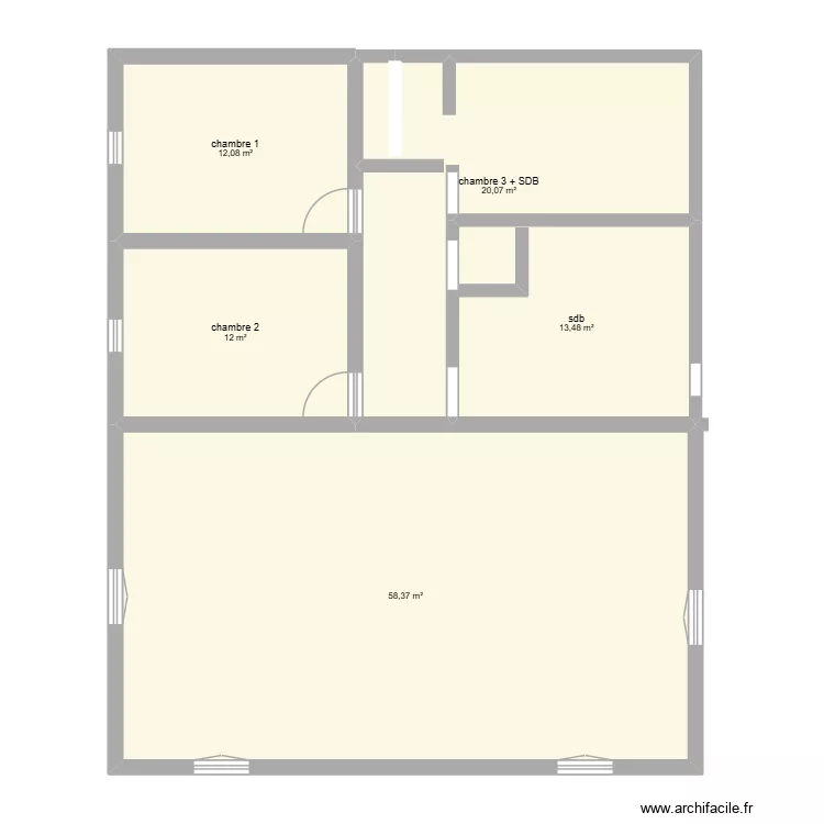 bled. Plan de 5  et 116 m²