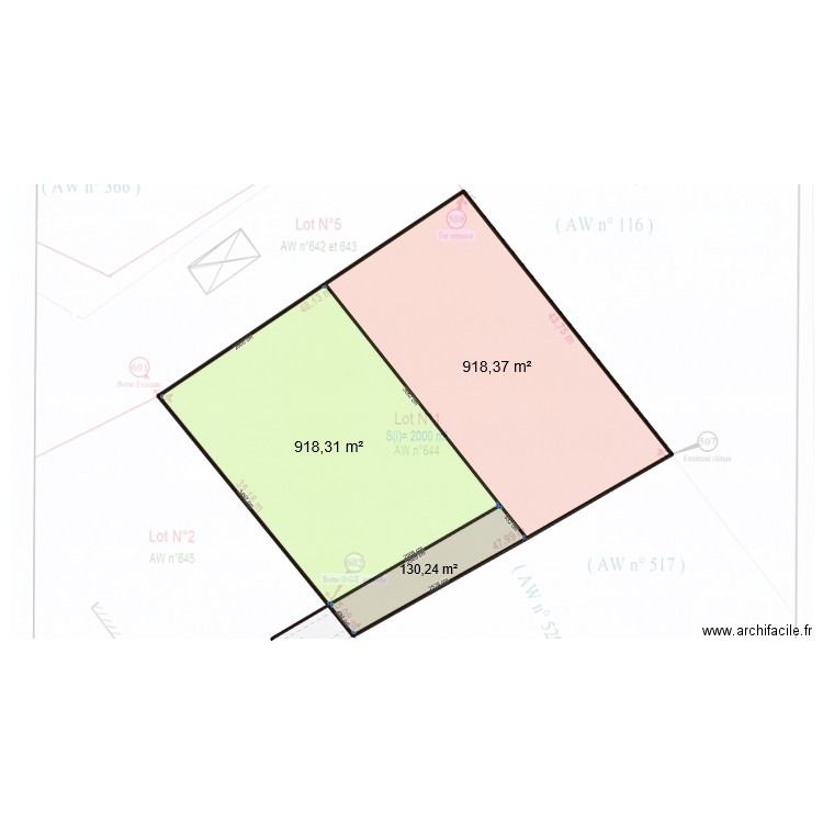 Passonne - Surface totale. Plan de 3 pièces et 1967 m2