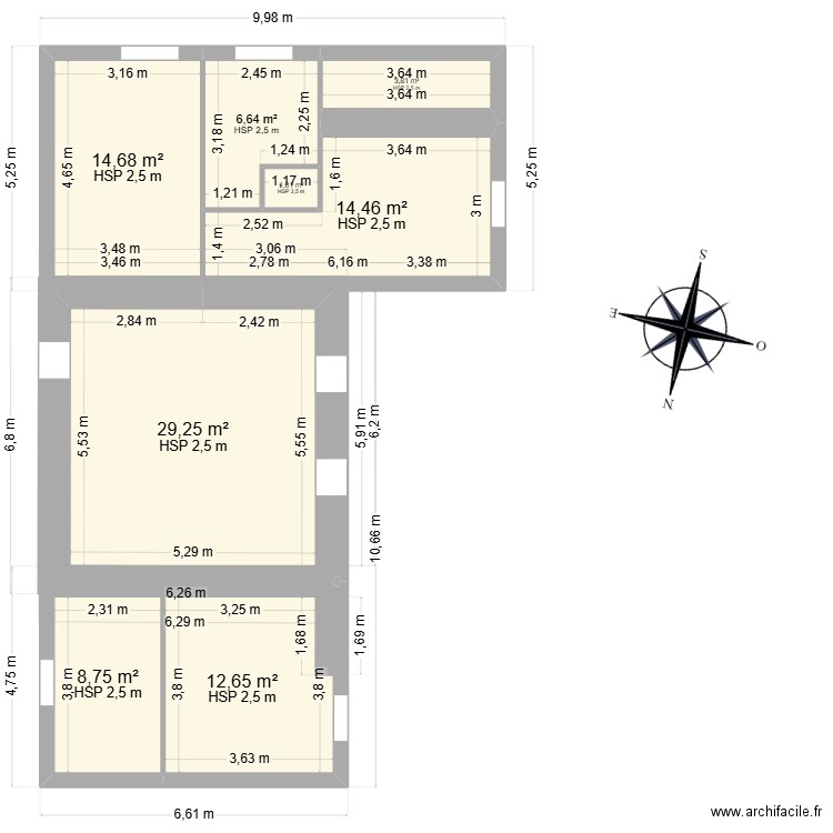 PASSEDROIT. Plan de 8 pièces et 91 m2