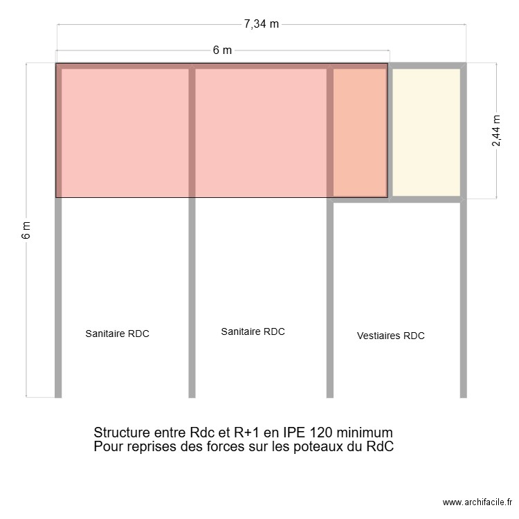 Colas Ironi Be Structure de renfort selon PIC. Plan de 2 pièces et 5 m2