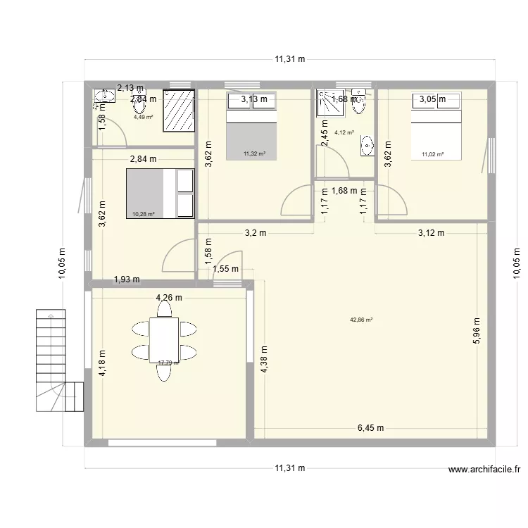 michon 3. Plan de 7  et 102 m²