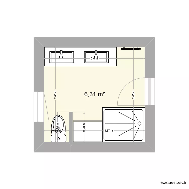 Salle de bain Kristell. Plan de 