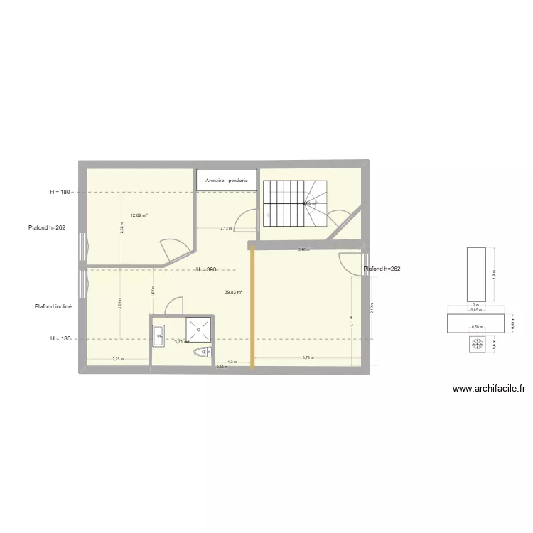 Montalieu sdb chbre sejour cote plafond cuisine. Plan de 4 Pièces et 65 m² Montalieu sdb chbre sejour cote plafond cuisine. Plan de 4 Pièces et 65 m²