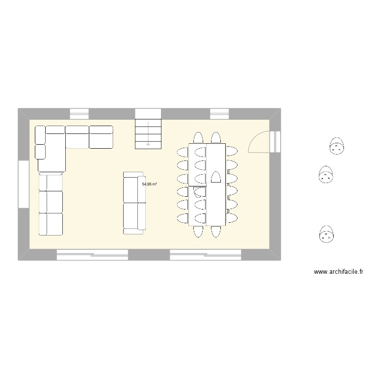 Plan séjour 3. Plan de 1 pièce et 55 m2
