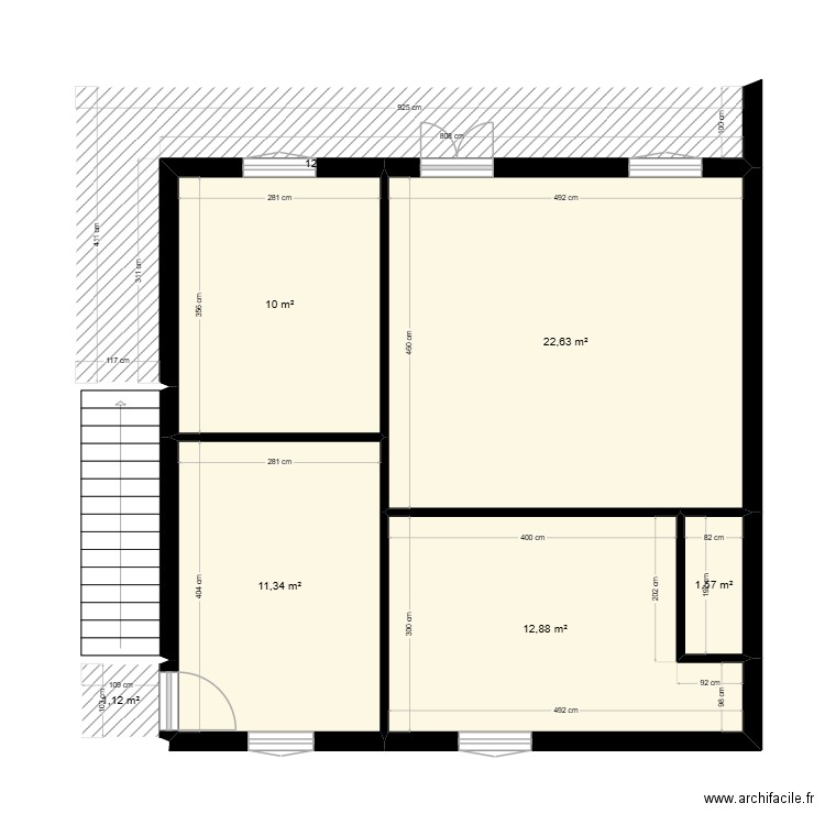 N+1. Plan de 7 pièces et 72 m2