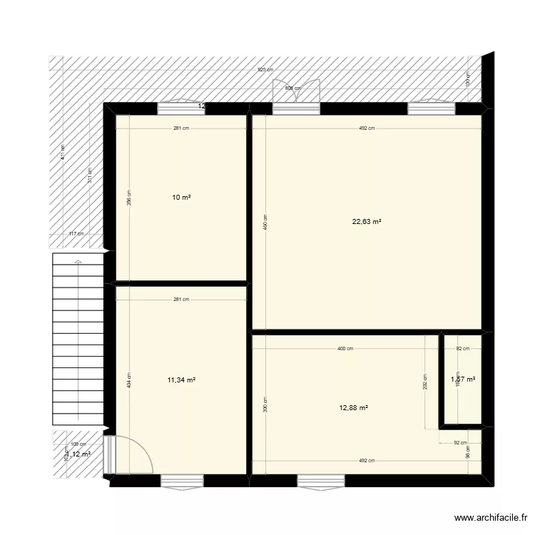 N+1. Plan de 7 pièces et 72 m²
