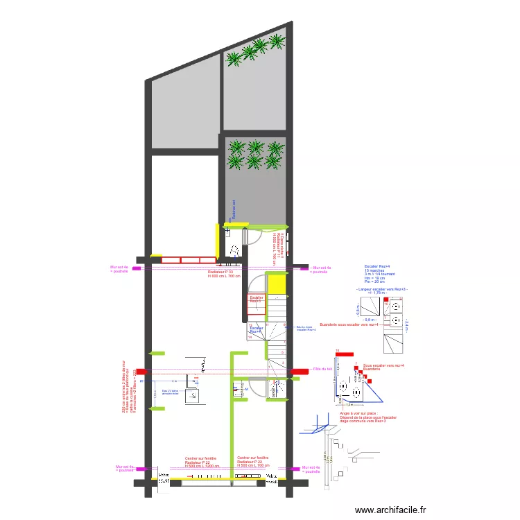 BAUCQ 77 3e &eacute;tage Eau Chauffage. Plan de 8  et 99 m²