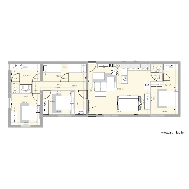 Crest-Voland. Plan de 9 pièces et 89 m2
