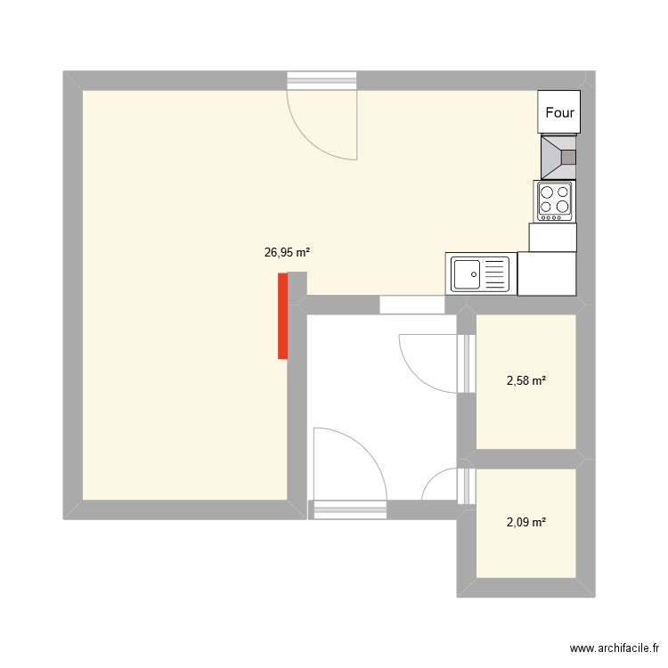 tuinwijk 13. Plan de 3 pièces et 32 m2