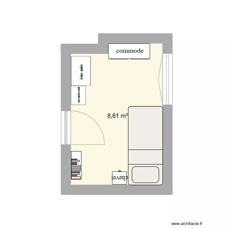 chambre 2. Plan de 1  et 9 m²