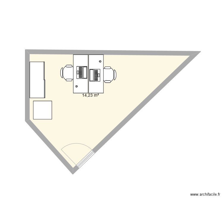 Bureau ACC. Plan de 1 pièce et 14 m2