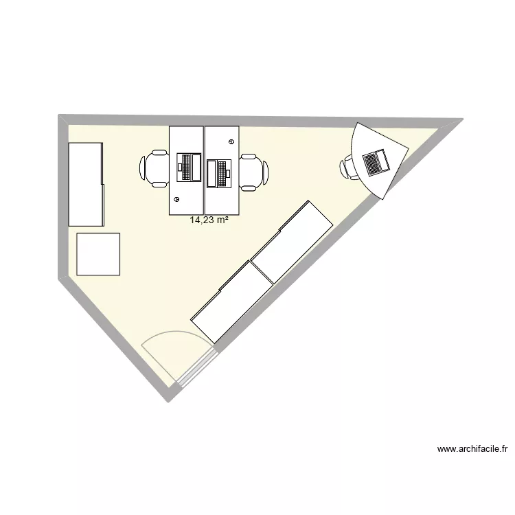 Bureau ACC. Plan de 1  et 14 m²