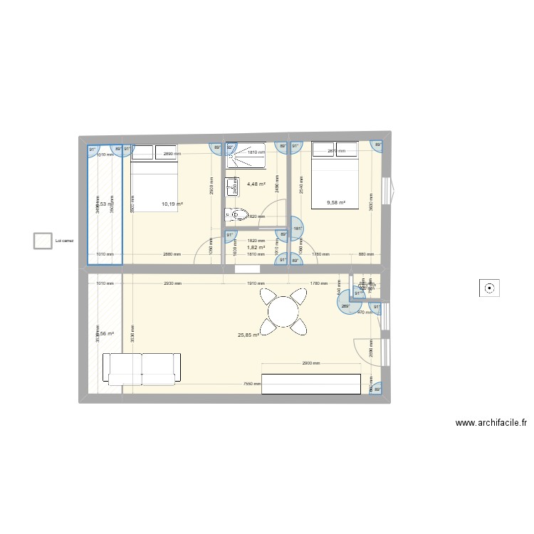 Lot 7 (Étage) - Lacretelle. Plan de 8 pièces et 60 m2