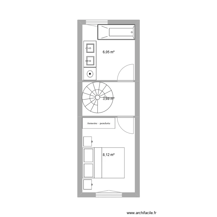 7 AV Charles Vaillant Sevran 1er Etage Duplex. Plan de 3  et 18 m²