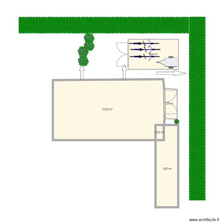 Abris. Plan de 5 pièces et 35 m2