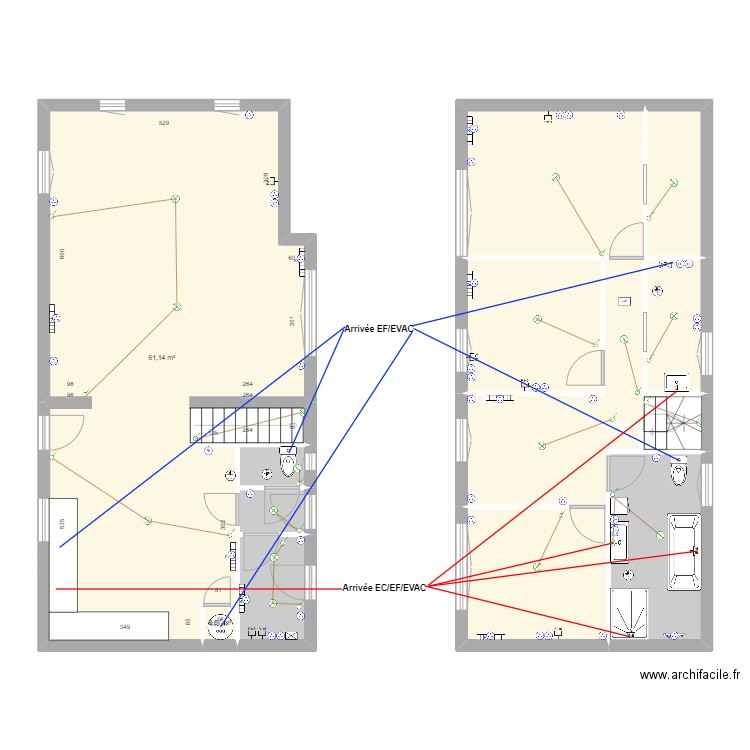 fbh. Plan de 12 pièces et 132 m2