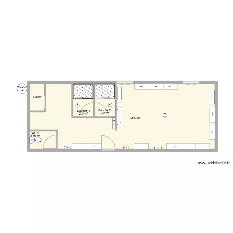 Comptoir VI Vestiaires V2. Plan de 5 et 41 m² Comptoir VI Vestiaires V2. Plan de 5 et 41 m²