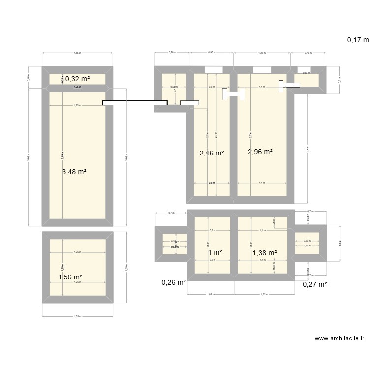 fosse septique. Plan de 11 pièces et 14 m2