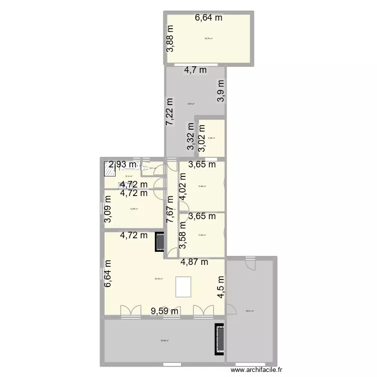 Mas Romande refait. Plan de 12  et 234 m²