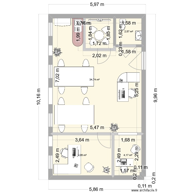 CAZAM LAYMOUNE 3. Plan de 4 pièces et 51 m2