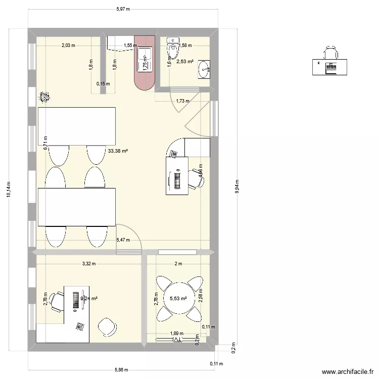 CAZAM LAYMOUNE. Plan de 4 pièces et 51 m²