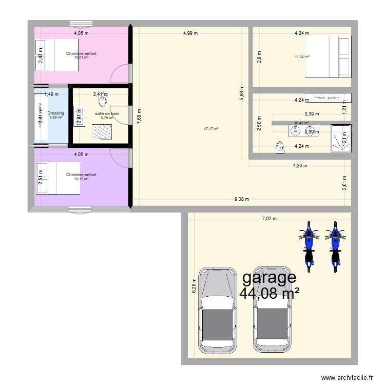 idee Maison. Plan de 8 pièces et 142 m2