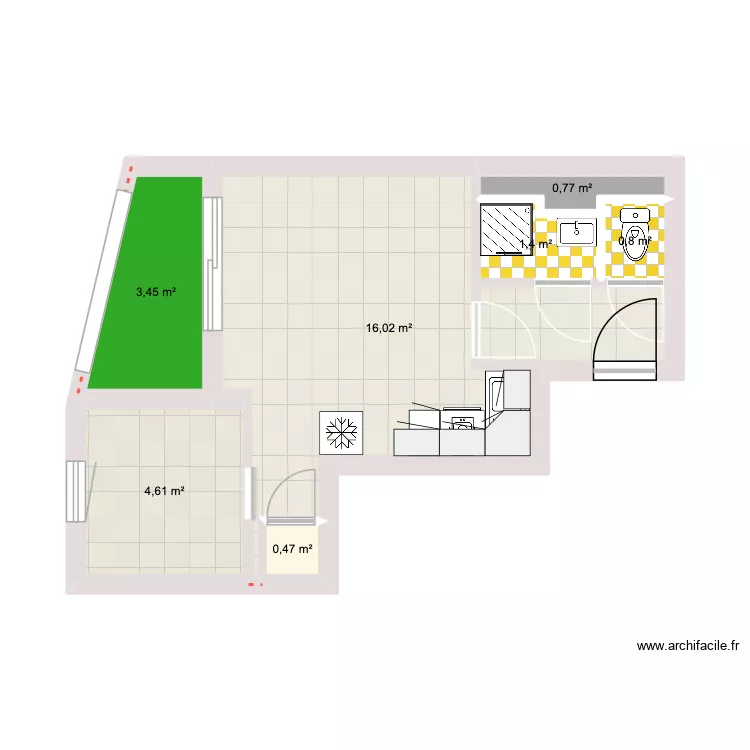 Voltaire v1. Plan de 7  et 28 m²