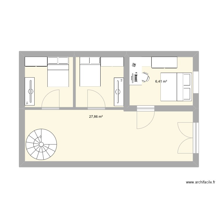 Art plastique architecte. Plan de 2 pièces et 34 m2