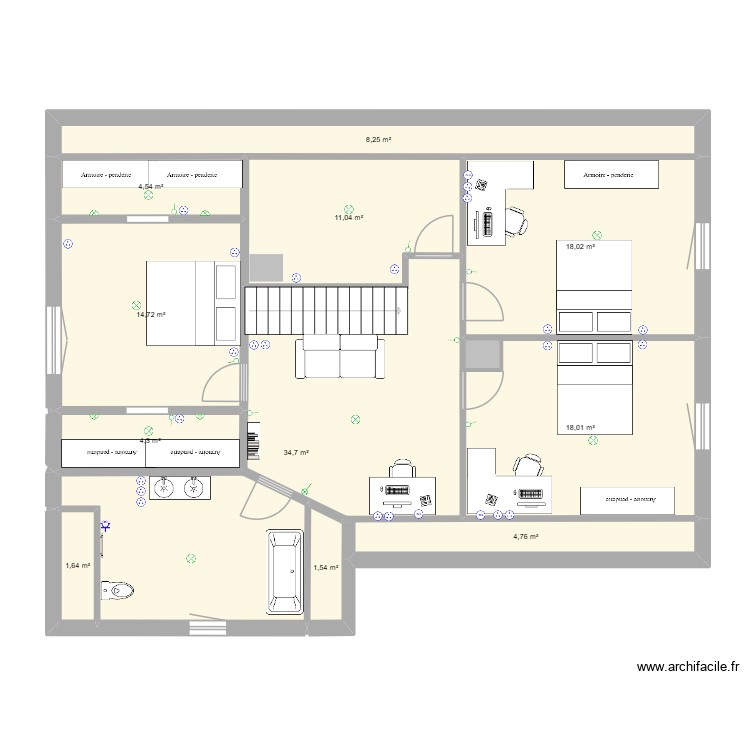 maison &eacute;tage. Plan de 0 pièce et 0 m2