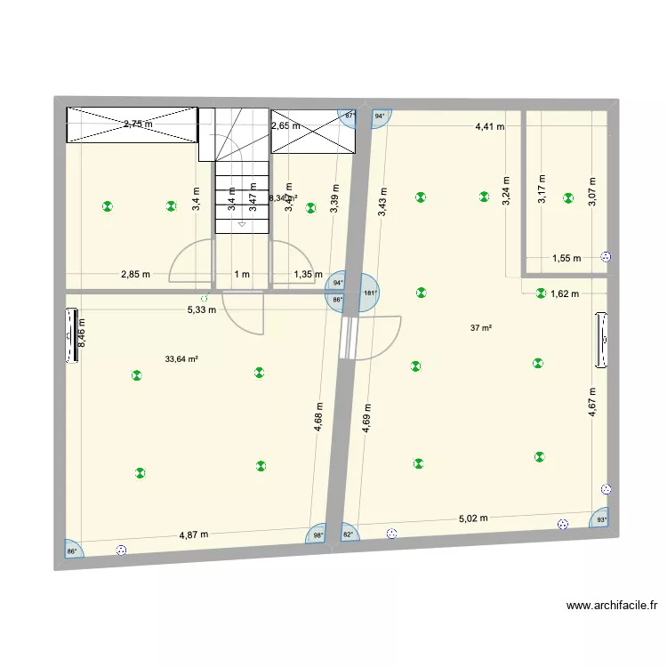 am&eacute;nagement comble. Plan de 3  et 79 m²
