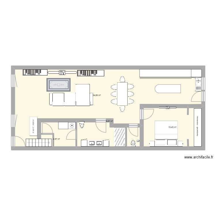 maison. Plan de 4 pièces et 81 m2