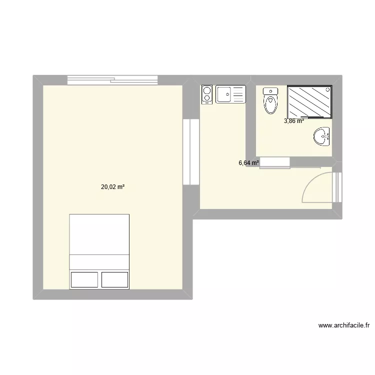 STUDIO. Plan de 3  et 31 m²