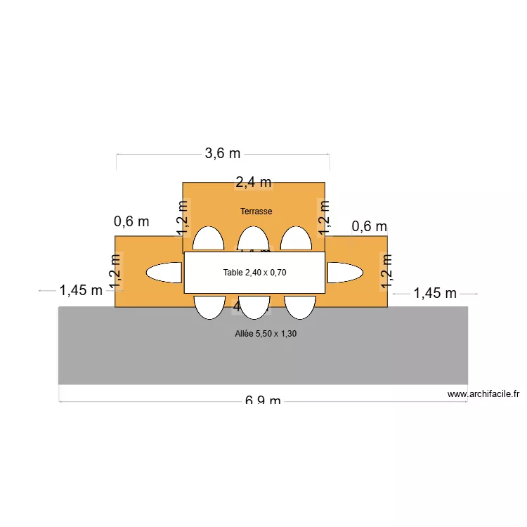 Terrasse Cour. Plan de 