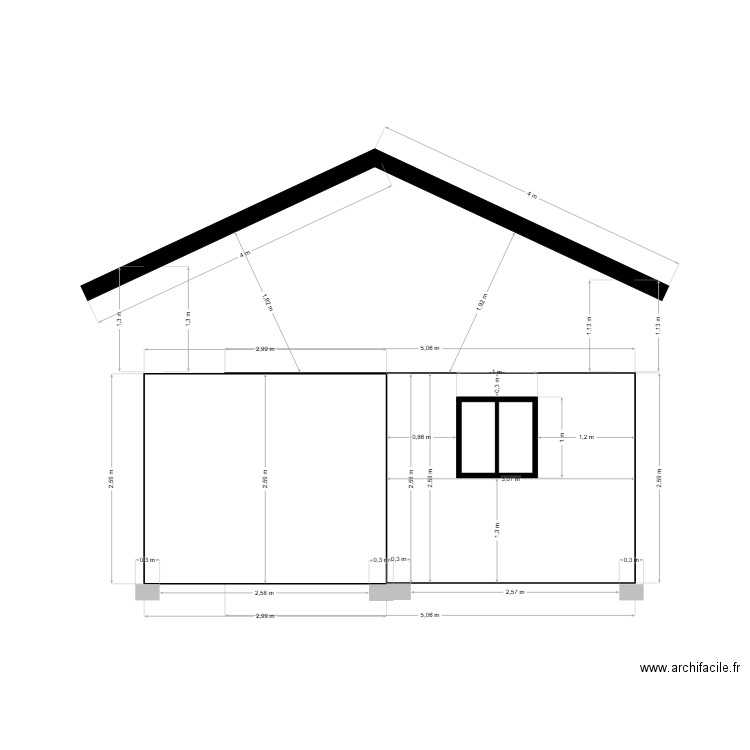 Façade Sud. Plan de 0 pièce et 0 m2
