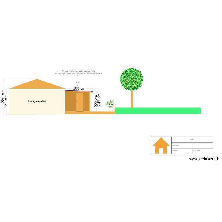 Plan de coupe Création du carport. Plan de 0 pièce et 0 m2