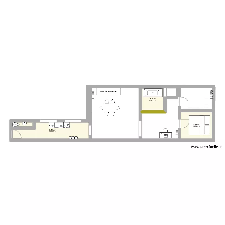 3&egrave;me existant. Plan de 3  et 20 m²