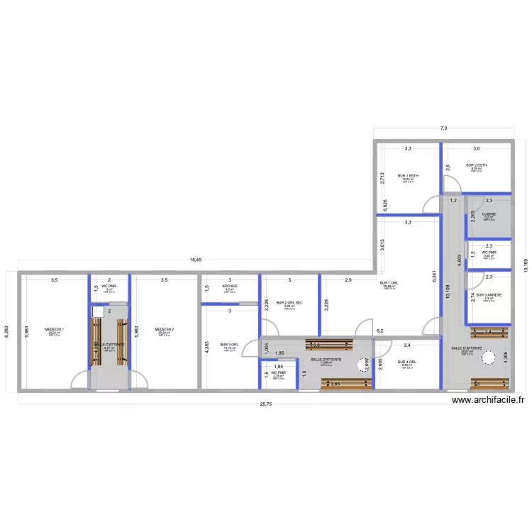 DUV SCI. Plan de 17  et 191 m²