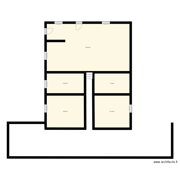 plan maison as-is. Plan de 5 pièces et 124 m2
