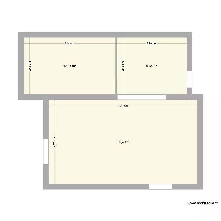 Reynaud - Séjour-cuisine. Plan de 3 et 51 m² Reynaud - Séjour-cuisine. Plan de 3 et 51 m²