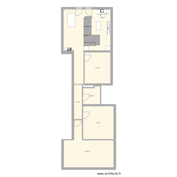 ppp. Plan de 6 pièces et 91 m2