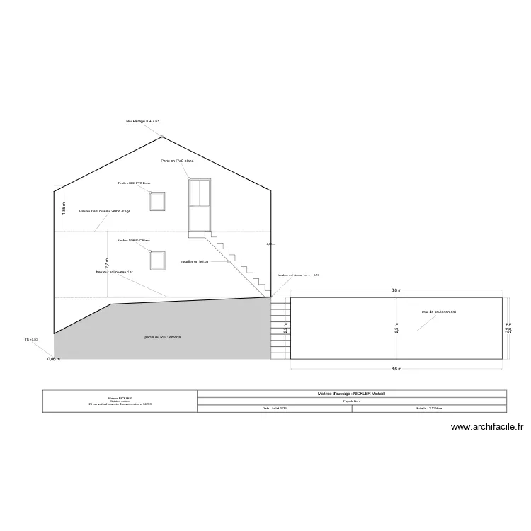 PCMI 5 fa&ccedil;ade nord. Plan de 