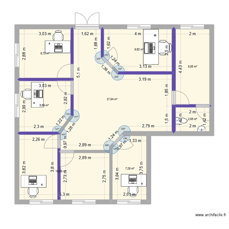 Apal bechir. Plan de 8 pièces et 91 m2