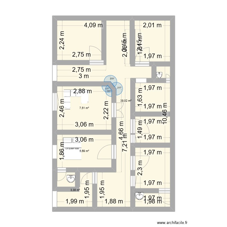 chez Ibrahima Ly. Plan de 4 pièces et 56 m2