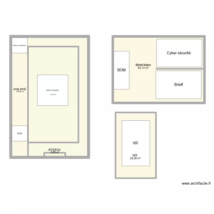 Journ&eacute;e s&eacute;cu. Plan de 5  et 188 m²