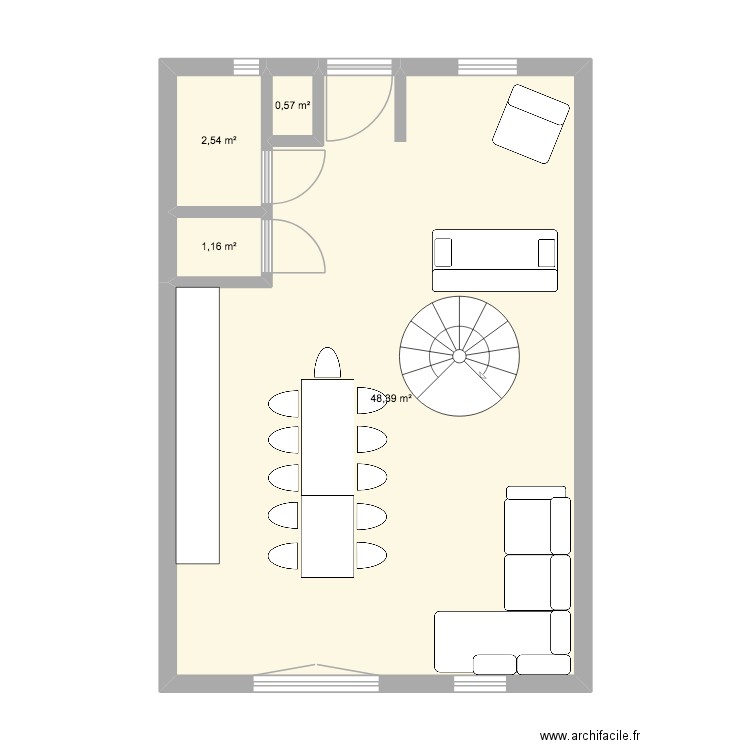 RDC V1. Plan de 4 pièces et 53 m2