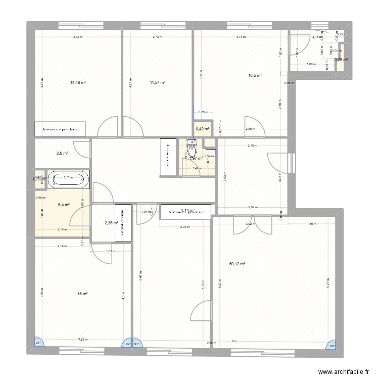 MAFFRE. Plan de 15 pièces et 135 m2