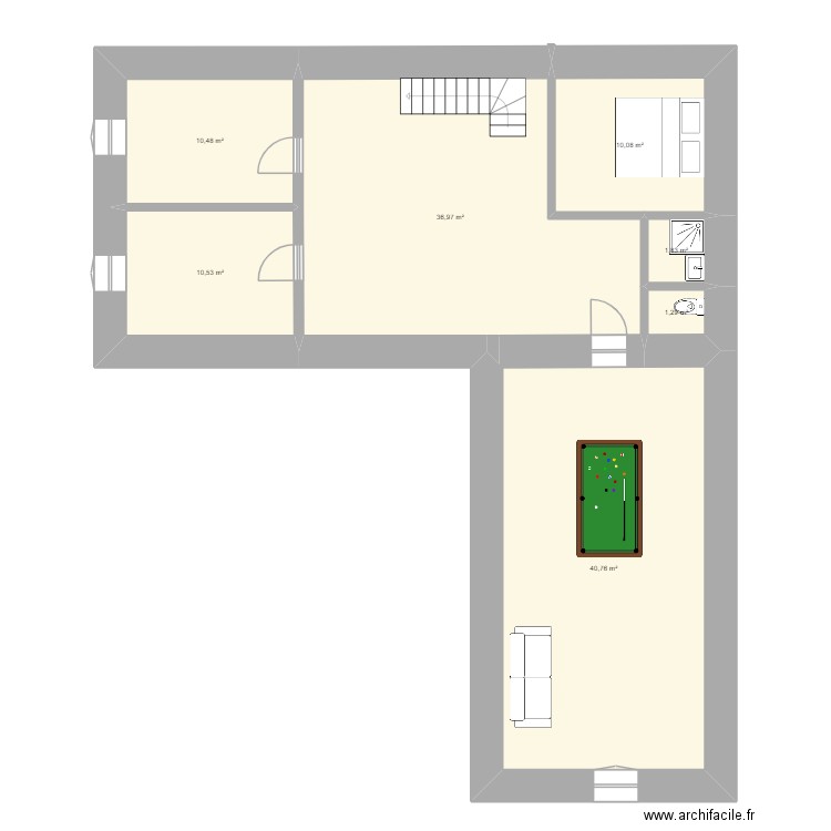 étage compigny. Plan de 5 pièces et 113 m2