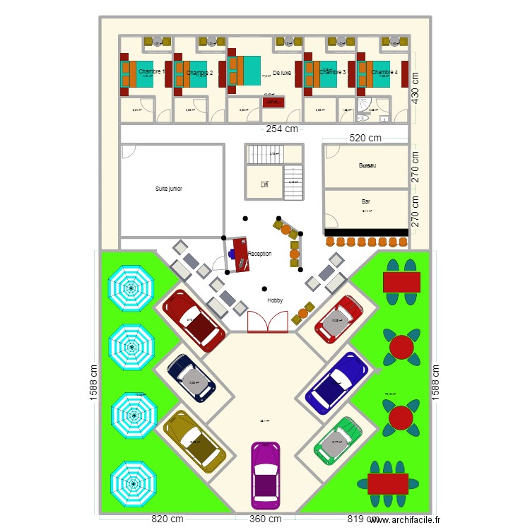 amenagement etage1. Plan de 32 pièces et 432 m2