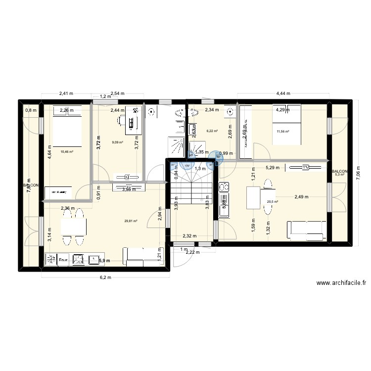 1E MJ V2 hesingue. Plan de 8 pièces et 99 m2